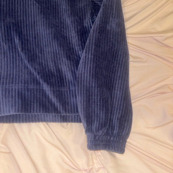 Navy Blue Velvet Aerie Hoodie - Picture 4 of 4